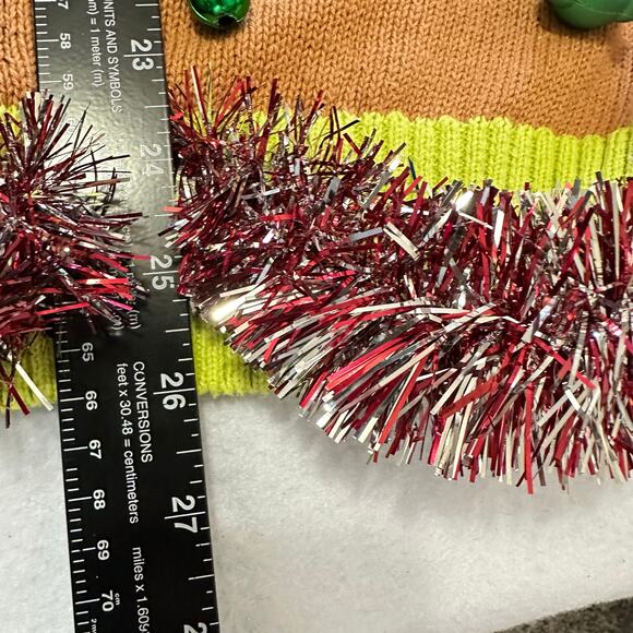 Ugly Christmas Sweater Grinch LIGHTS UP Tacky Tinsel Xmas Party Winner Sz Large - Picture 5 of 5